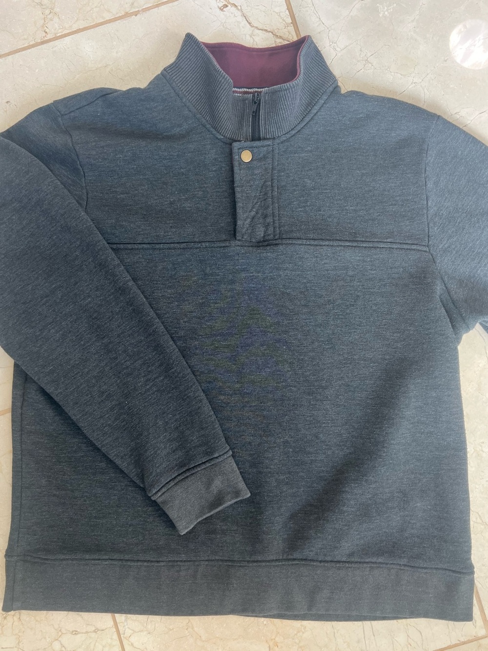 Orvis Mens XL Charcoal Gray Quarter Zip Snap Neck Fleece Pullover Sweatshirt